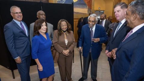 President Boudreau, Governor Hochul, Congressman Rangel, Congressman Espaillat and Secretary of Labor Walsh visit the RIWI training facility, Sept. 2022