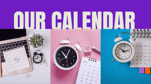 Image says "Our calendar" and has different pictures of calendars.