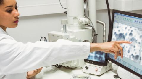 CUNY Med School Students using a computer