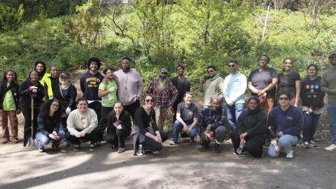 Students volunteering in St. Nicholas Park with CCNY SUS in 2026