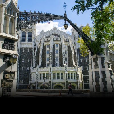 CCNY Shepard Hall with a bright blue sky