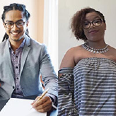 Four of the nine Gilman Scholars who will be studying abroad in 2021. From left: Maliha Khan, Michael Chu-A-Kong, Asia Dominguez and Myra Rosa.