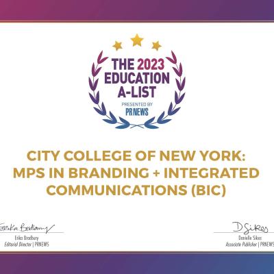 CCNY Branding + Integrated Program makes PRNEWS 2023 Education A-list