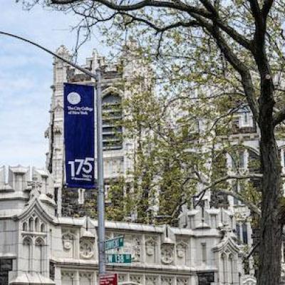 175th CCNY Anniversary Flag and Shepard Hall