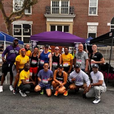 CCNY President Boudreau (first row, second from right) and Team at the 2023 Percy Sutton 5K Run CCNY at the 