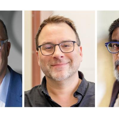 2025 AAAS Fellows [from left]: Kevin Gardner, David Lohman, Vinod Menon
