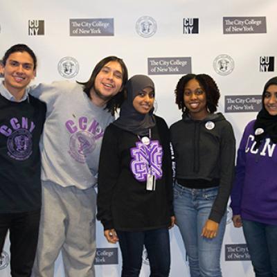 Students wearing their CCNY apparel