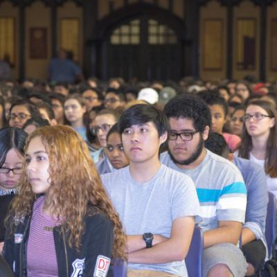 Students at CCNY's Freshman Convocation reflect the college's diversity.