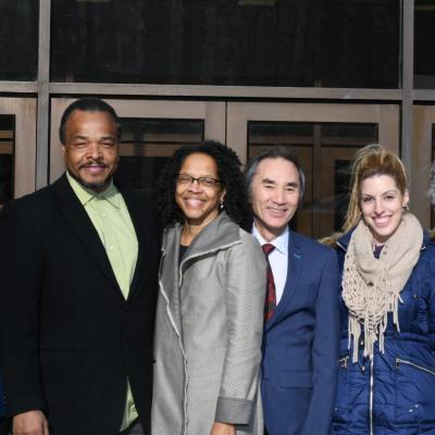 From left: Valerie Rutstein, Grove School Director of Finance & Administration; Associate Dean Ardie Walser; Dean Gilda Barabino; Computer Science Chair Akira Kawaguchi; Martha Hantzandreou, Computer Science Academic Advisor; and Teresa Scala, Special Pro