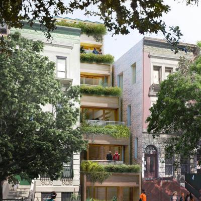 Front exterior view Big Ideas for Small Lots NYC Copyright Michael Sorkin Studio