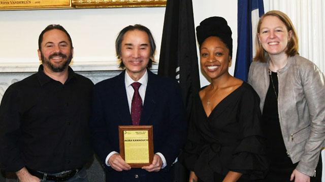 From left: Robert Domanski, director of Higher Education, NYC TTP; Akira Kawaguchi; Tiffany Jackson, academic program specialist at CCNY's Department of Computer Science; and Lauren Anderson, executive director, NYC TTP.