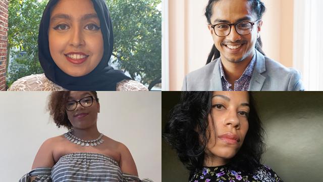 Four of the nine Gilman Scholars who will be studying abroad in 2021. Maliha Khan, Michael Chu-A-Kong, Asia Dominguez and Myra Rosa