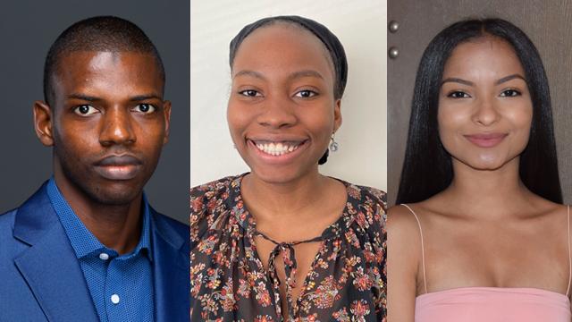 CCNY's 2020 ABRCMS winners (from left) Alpha Amadou Bah, Arielle Brutus and Taisha Gomez.