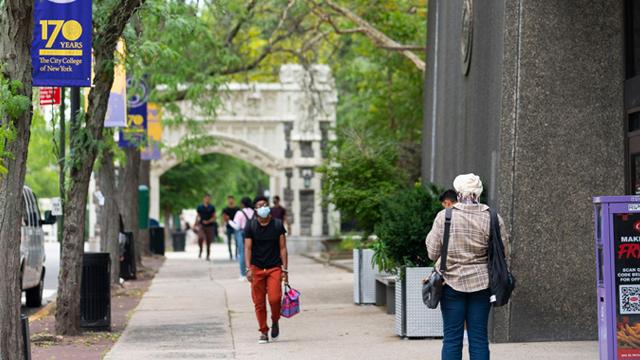 CCNY campus and students walking