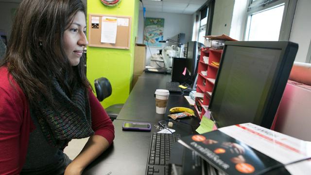 Student using computer