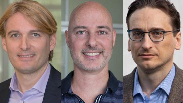 From left: CCNY’s Andrea Alù, Robert Anderson and Alexander Khanikaev appear on the 2022 list of the world’s Highly Cited Researchers.