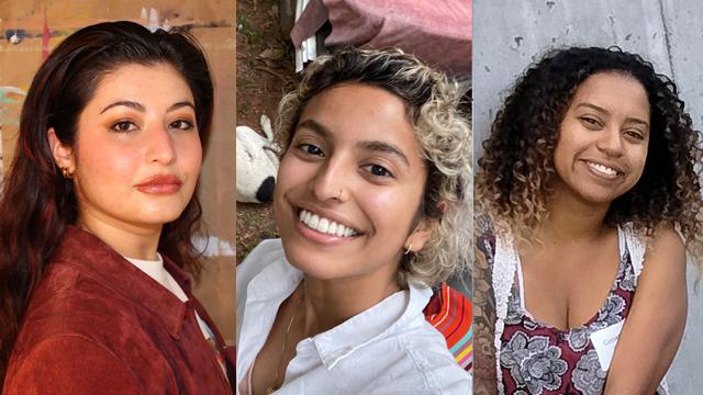 The 2022 Hollander Design Fellowship and Award winners are (l to r) Ximena Diaz Velasco, Sonia Uthuph and Cassandra Castano.