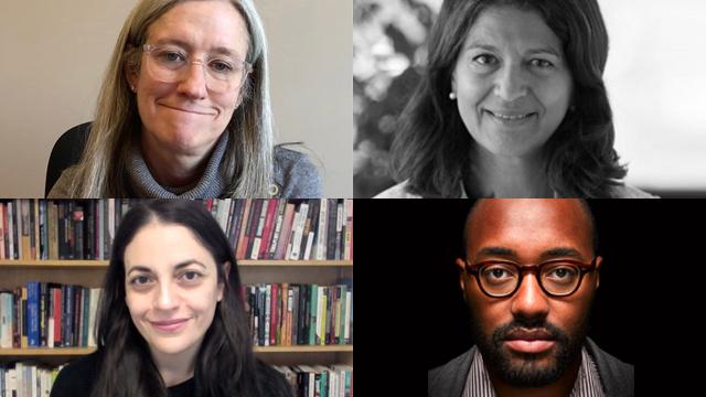 The Graduate Center, CUNY awarded four CCNY faculty BRES Fellowships. Clockwise from bottom left: Susanna Rosenbaum, Kathlene McDonald, Norma Fuentes-Mayorga, and Justin Williams.