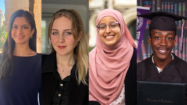 CCNY’s 2025 Salk Scholars, from left: Janice Rateshwar, Beliz Kayis, Sameah Algharazi and Abiola D. Laguda.