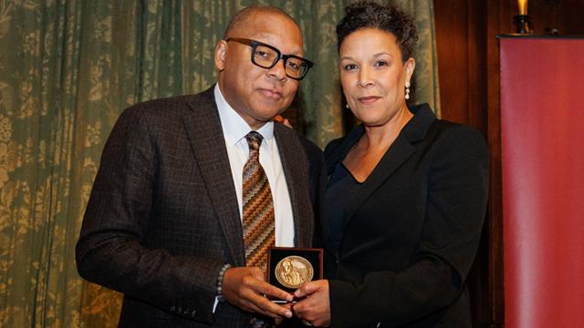 Wynton Marsalis and Colin Powell School Board of Visitors Co-Chair Linda Powell