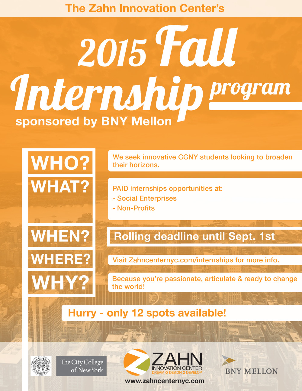 Apply Now for Fall Internships! The City College of New York